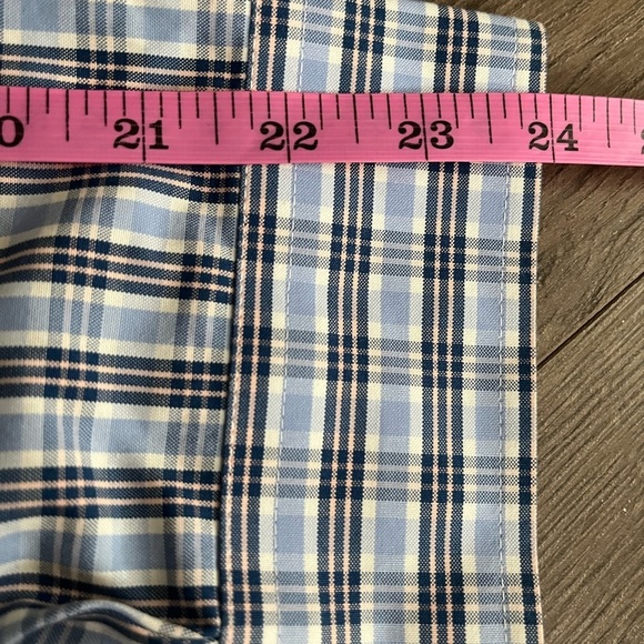 [XL] L.L. Bean Blue and White Casual Button Up Plaid Cotton Dress Shirt - Picture 6 of 8